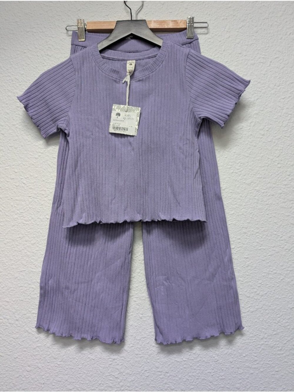 Kate Quinn Violet Purple Short Sleeve Jade Set Organic Cotton Wide Rib 9/10Y